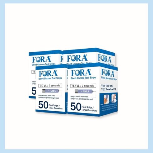 FORA V10 V12 D10 D20 PremiumV12 (غير متوافق مع Premium V10) شرائط اختبار الجلوكوز في الدم - 50 قطعة in Kuwait