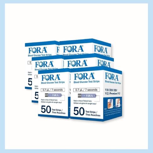 FORA V10 V12 D10 D20 PremiumV12 (غير متوافق مع Premium V10) شرائط اختبار الجلوكوز في الدم - 50 قطعة in Kuwait