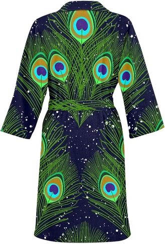 GIFTPUZZ Men's Bathrobe Warm Kimono Robe with Pockets Sleepwear Lounge Robes Full Length Waist Belt Self Tie Nightgown in Kuwait