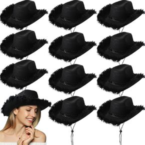 Unittype 12 Pcs Feather Sequin Cowgirl Hat for Women Party Birthday Halloween Western Costume Role Playing