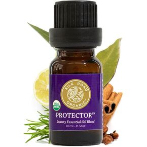 Organic Protector Essential Oil Immunity Blend, Based on Thieves Oil Legend, 100% Pure USDA Certified Health Shield Aromatherapy - 10 ml Dropper by Silk Road Organic - Always Pure, Always Organic