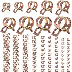 90pc Fuel Line Clamps Pressure Clamps Gas Line Spring Band Type Action Pipe Clamp, Air Hose Tube Water Pipe Fuel Pipe Silicone Vacuum Hose Clamp Fasteners Assortment Kit