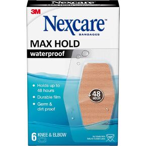 Nexcare Max Hold Waterproof Bandages, Stays On for 48 Hours, Flexible Bandages for Fingers, Knees and Elbow - 18 Pack Clear Waterproof Bandages