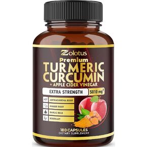 2packs 7 in 1 Turmeric Curcumin + Apple Cinder Vinegar Capsules, Equivalent to 5010mg, 6 Month Supply with Ashwagandha, Ginger, Garlic Bulb, 95% Standardized Curcuminoids, Joint & Absorption Support