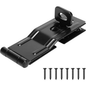 HILLMASTER Swivel Staple Safety Hasps, 4-1/2" Gate Door Hasp Latch with Twist Knob Safety Pacdlock Clasp Lock for Fence, Gate, Cabinet, Barn Door, Shed, Zinc Plated