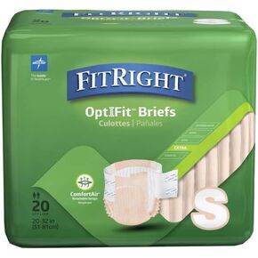 FitRight OptiFit Extra Adult Briefs, Incontinence Diapers with Tabs, Moderate Absorbency, 2XL, 60 to 70", 20 Count