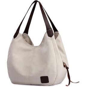 Tuobo Women Canvas Hobo Purse Multi Pocket Handbags Shoulder Bags Totes Purses