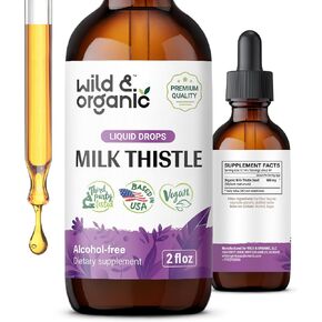 Milk Thistle Seed Liquid Extract - Organic Milk Thistle Drops Supplement for Liver Cleanse and Detox - Silybum Marianum Tincture - Vegan, Alcohol Free - 2 fl oz