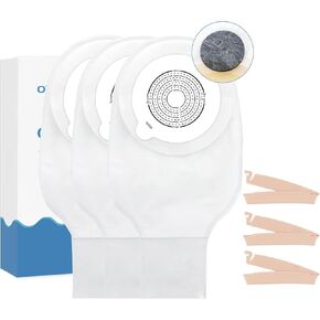 10 Pcs Colostomy Bags,Ostomy Supplies,One-Piece Drainable Pouches with Closure for Ostomy Ileostomy Stoma Care,Filter,Cut-to-Fit,Max 60mm