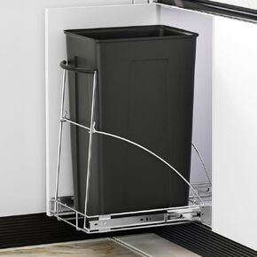 Insputer Pull Out Trash Can Under Cabinet, Black Cabinet Trash Can Pull Out Kit with Silicone Handle, 30/35qt Under Sink Trash can Pull Out for Kitchen Sink Pantry, Garbage Can Not Included