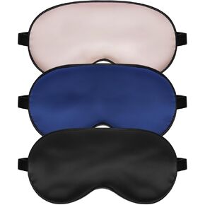 Sleep Mask, Silk Eye Mask for Sleeping with Adjustable Strap, Blindfold Eyeshade for Men & Women, Comfortable & Soft Eye Cover Eyeshade for Night Sleep (Black, Blue, Purple)