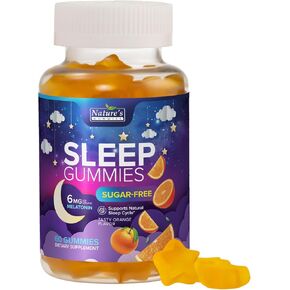 Sleep Gummies Sugar Free - Extra Strength 6mg Melatonin, Natural Sleeping Gummy for Adults and Kids, Vegan, Non-GMO, Sleep Vitamin Support Supplement - 60 Gummies