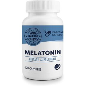 Vimergy Melatonin Capsules, 120 Servings – Natural Sleep Aid – Sleep Supplement – Helps You Fall Asleep Faster & Stay Asleep Longer - Non-GMO, Gluten-Free, Kosher, Soy-Free, Vegan, Paleo