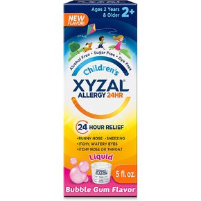 Xyzal Children's Oral Solution 24-Hour Allergy Relief for Kids, Grape, 10 Fl. oz. (Alcohol-Free, Sugar-Free & Dye-Free)