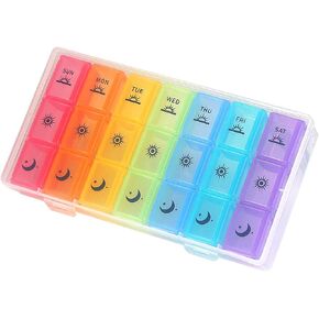 Weekly Pill Boxes and Organizer Travel Pill Case 7 Day 3 Times A Day Large Compartments Medication Reminder Daily Pill Container for Fish Oil Vitamins Capsules and Supplements, Gray in Kuwait