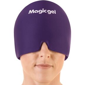 Magic Gel Migraine Ice Head Wrap | Real Migraine & Headache Relief | The Original Headache Cap | Cold, Comfortable, Dark & Cool; Endorsed by Physicians, Loved by Thousands (Purple)