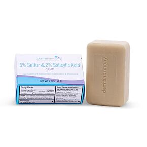 Dermaharmony 5% Sulfur 2% Salicylic Acid Bar Soap 4 oz – Crafted for those with Seborrehic Dermatitis, Dandruff, and Psoriasis (1 Bar)