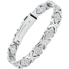 Feraco Magnetic Bracelets for Women with 3800 Gauss Effective Magnets, Stainless Steel Bracelet with Sparkling Zirconia, Infinite Symbol