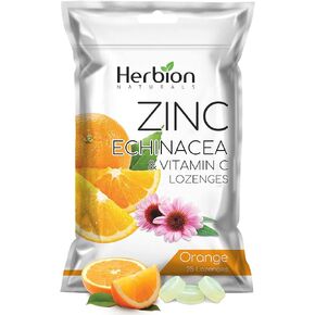 Herbion Naturals Zinc, Echinacea & Vitamin C Lozenges with Orange Flavor, 25 CT - Dietary Supplement for Adults & Children 5+ - Promotes Wellness for The Whole Family - (Pack of 5) (125 Lozenges)