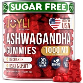 JOYLI Nutrition Ashwagandha Gummies for Women and Men - Natural Calm with Organic Ashwagandha Root Extract, Vitamin C, Vitamin D2 & Zinc - Ashwagandha Herbal Supplement for Sleep & Balance