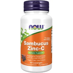 NOW Supplements, Sambucus Zinc-C with Elderberry Concentrate and Vitamin C, 60 Lozenges