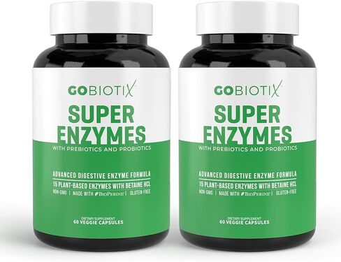 Super Enzymes Supplement - Digestive Enzymes with Prebiotics and Probiotics for Women and Men - Supports Gut Health, Gluten Digestion, Lactose Absorption, Plant Based Dietary Pills - 60 Capsules in Kuwait