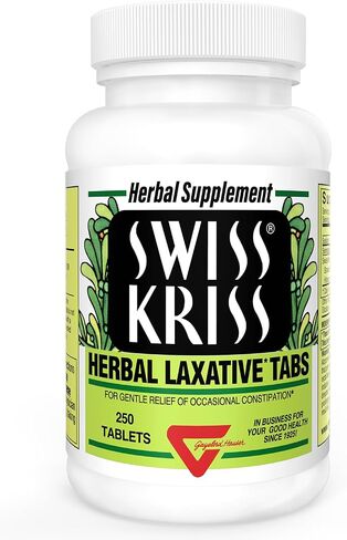 Swiss Kriss Herbal Laxative Tablets, Natural Laxatives for Constipation Relief, Senna Laxative, 250 tablets, (Pack of 2) in Kuwait