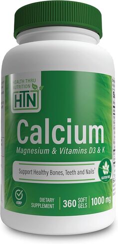 Health Thru Nutrition Liquid Calcium 1000mg, Magnesium 400mg, Vitamin D3 1,000iu and Boron | Bone Restore & Strength with 6 Calcium Complex | 3rd Party Tested | Non-GMO Gluten Free (Pack of 100) in Kuwait