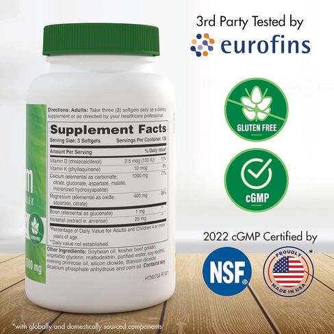 Health Thru Nutrition Liquid Calcium 1000mg, Magnesium 400mg, Vitamin D3 1,000iu and Boron | Bone Restore & Strength with 6 Calcium Complex | 3rd Party Tested | Non-GMO Gluten Free (Pack of 100) in Kuwait