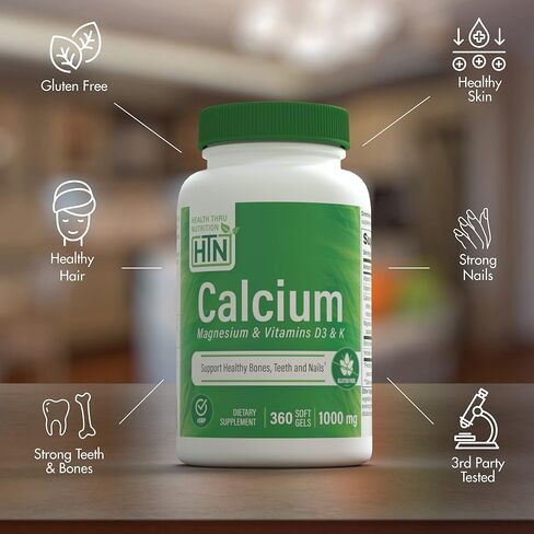 Health Thru Nutrition Liquid Calcium 1000mg, Magnesium 400mg, Vitamin D3 1,000iu and Boron | Bone Restore & Strength with 6 Calcium Complex | 3rd Party Tested | Non-GMO Gluten Free (Pack of 100) in Kuwait