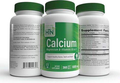 Health Thru Nutrition Liquid Calcium 1000mg, Magnesium 400mg, Vitamin D3 1,000iu and Boron | Bone Restore & Strength with 6 Calcium Complex | 3rd Party Tested | Non-GMO Gluten Free (Pack of 100) in Kuwait
