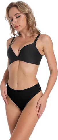 Amwounu High Waisted Cotton Thongs Underwear For Women Breathable Sport Athletics Panties High Rise Plus Size Multipack in Saudi Arabia
