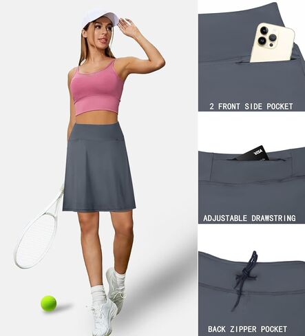تنورة تنس من SPEED MATE بطول الركبة للنساء، تنورة رياضية للجولف، تنورة غير رسمية عالية الخصر قابلة للتنفس مع جيوب in Kuwait