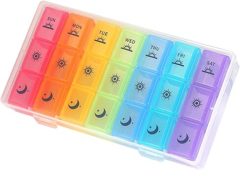 Weekly Pill Boxes and Organizer Travel Pill Case 7 Day 3 Times A Day Large Compartments Medication Reminder Daily Pill Container for Fish Oil Vitamins Capsules and Supplements, Gray in Kuwait