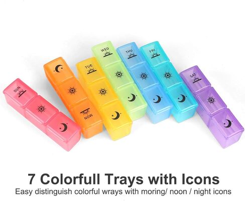 Weekly Pill Boxes and Organizer Travel Pill Case 7 Day 3 Times A Day Large Compartments Medication Reminder Daily Pill Container for Fish Oil Vitamins Capsules and Supplements, Gray in Kuwait