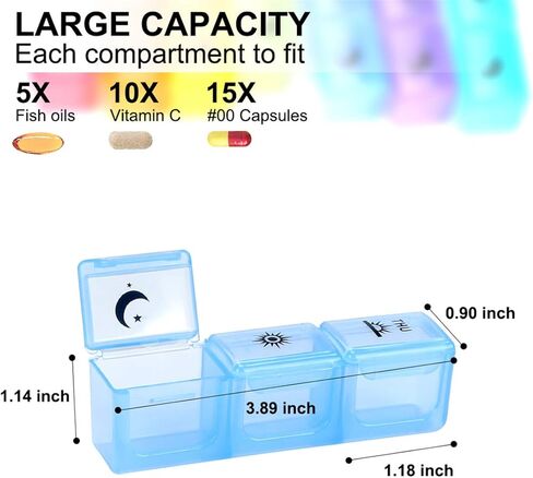Weekly Pill Boxes and Organizer Travel Pill Case 7 Day 3 Times A Day Large Compartments Medication Reminder Daily Pill Container for Fish Oil Vitamins Capsules and Supplements, Gray in Kuwait