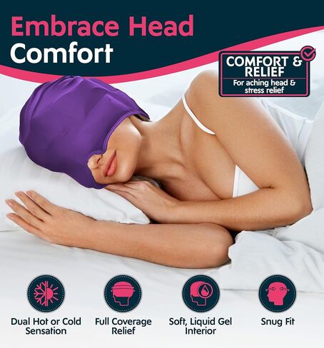 Magic Gel Migraine Ice Head Wrap | Real Migraine & Headache Relief | The Original Headache Cap | Cold, Comfortable, Dark & Cool; Endorsed by Physicians, Loved by Thousands (Purple) in Saudi Arabia