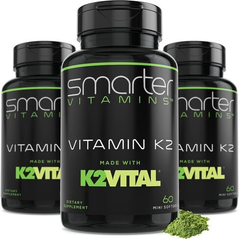 Smarter Vitamin K2 MK7 100mcg Made with K2VITAL and Kale for Bone Health & Cardiovascular Support K-2 MK-7 Helps Utilize Calcium for Bones & Supports Healthy Skeletal Muscle 60 Liquid Softgels in Saudi Arabia