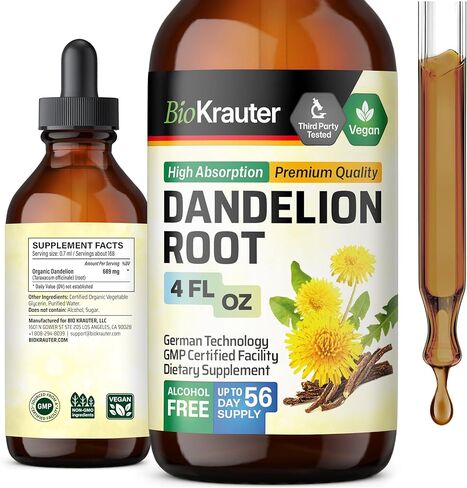 Dandelion Root Liquid Extract - Organic Dandelion Tincture - Vegan Dandelion Root Drops Supplement for Cleansing, Digestive Function & Immunity - 2 Fl. Oz in Kuwait