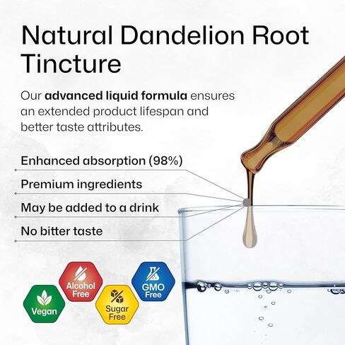 Dandelion Root Liquid Extract - Organic Dandelion Tincture - Vegan Dandelion Root Drops Supplement for Cleansing, Digestive Function & Immunity - 2 Fl. Oz in Kuwait