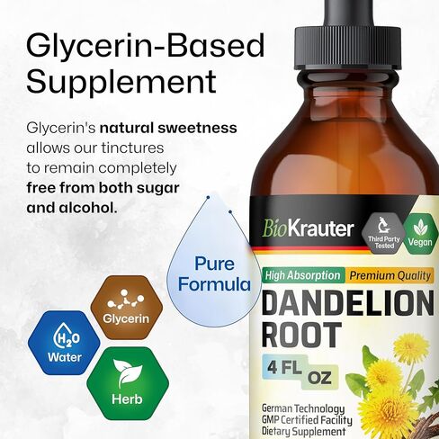 Dandelion Root Liquid Extract - Organic Dandelion Tincture - Vegan Dandelion Root Drops Supplement for Cleansing, Digestive Function & Immunity - 2 Fl. Oz in Kuwait