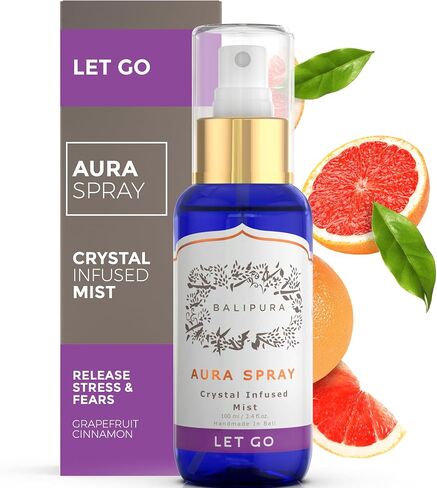 Protection Crystal Aura Spray - Lavender and Lemongrass Essential Oil Blend, Black Tourmaline, Smoky Quartz and Citrine - 3.4 fl.oz in Kuwait