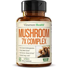 10-in-1 Mushroom Supplement with Lions Mane, Turkey Tail, Cordyceps, Chaga, Reishi & More - Nootropic Brain Supplements for Memory & Focus. 10 Mushroom Complex Supports Immune System & Energy. 60 Caps