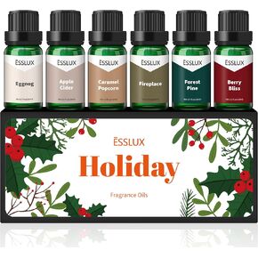 Candle Making Scents, ESSLUX Premium Fruity Fragrance Oil for Candle Making, Soap Scents, Essential Oils Gift Set for Diffuser, Tropical Fruits, Coconut, Strawberry, Black Cherry, Mango, Blueberry