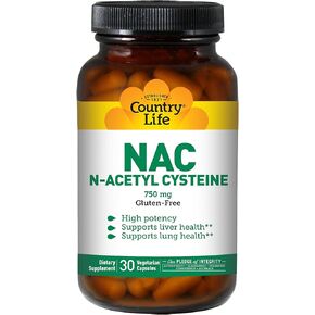 Country Life - NAC (N-Acetyl Cysteine), 750 mg - 60 Vegetarian Capsules