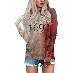 Susongeth Halloween Sanderson Sisters Fashion Hoodie Women Halloween Hocus Pocus Long Sleeve T-Shirt Lightweight Pullover Top