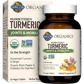 Garden of Life mykind Organics Maximum Strength Turmeric Joints & Mobility Support 30 Tablets - 500mg Curcumin (95% Curcuminoids) Black Pepper - Organic Non-GMO Vegan & Gluten Free Herbal Supplements