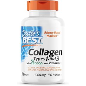 Doctor's Best Collagen Types 1 & 3 with Peptan, Non-GMO, Gluten Free, Soy Free, Supports Hair, Skin, Nails, Tendons & Bones, 1000 Mg, 540 Tablets