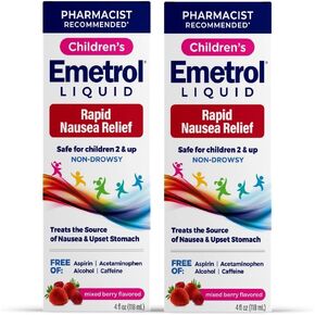 Emetrol Children's Non-Drowsy Nausea Relief - Liquid Nausea Medicine for Upset Stomach - Nausea Relief for Kids - Mixed Berry Flavor - 4fl oz- 2 Pack