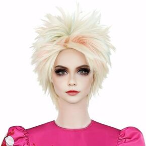 Aicos Fashion Red Heart Cosplay Wig Curly Short Buns Anime Cosplay Queen Costumes Wigs with Crown+Free Wig Cap in Kuwait